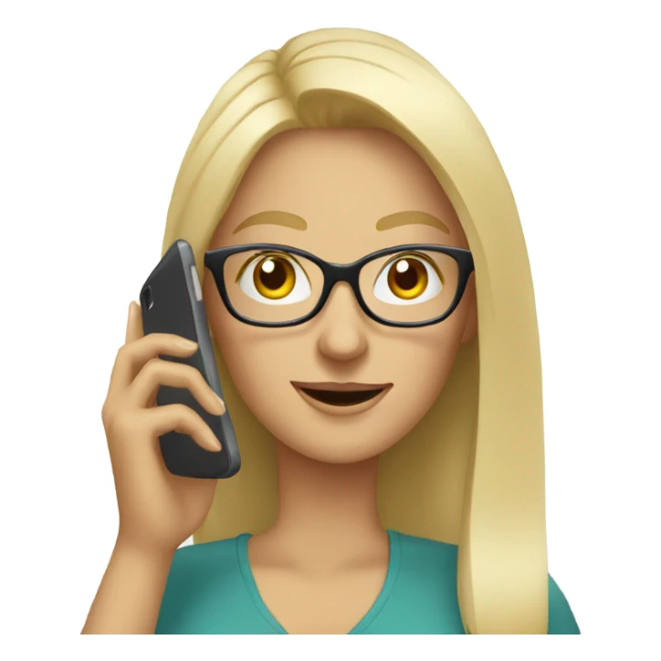 Blonde woman wearing glasses calling on cell phone sticker