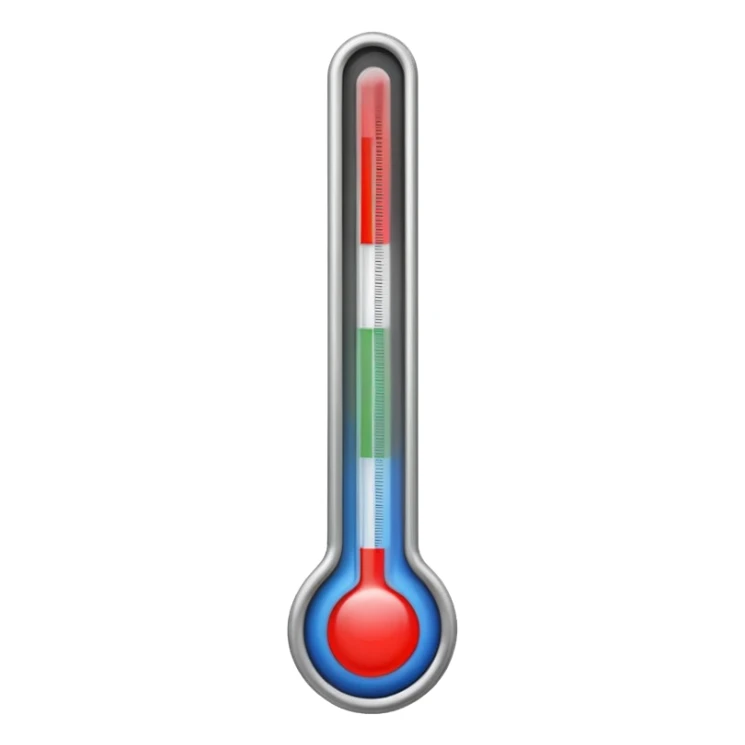 A straight thermometer has 5 colors on it, no round ball or circle at first  sticker