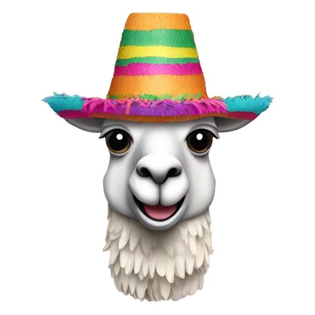 colorful llama-shaped pinata with mexico hat sticker
