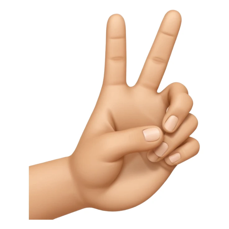 3D iPhone style emoji of a human hand making a small gesture with fingers, thumb and index finger close together, realistic skin texture, isolated on white background, soft shadows, high detail, playful and cute. sticker