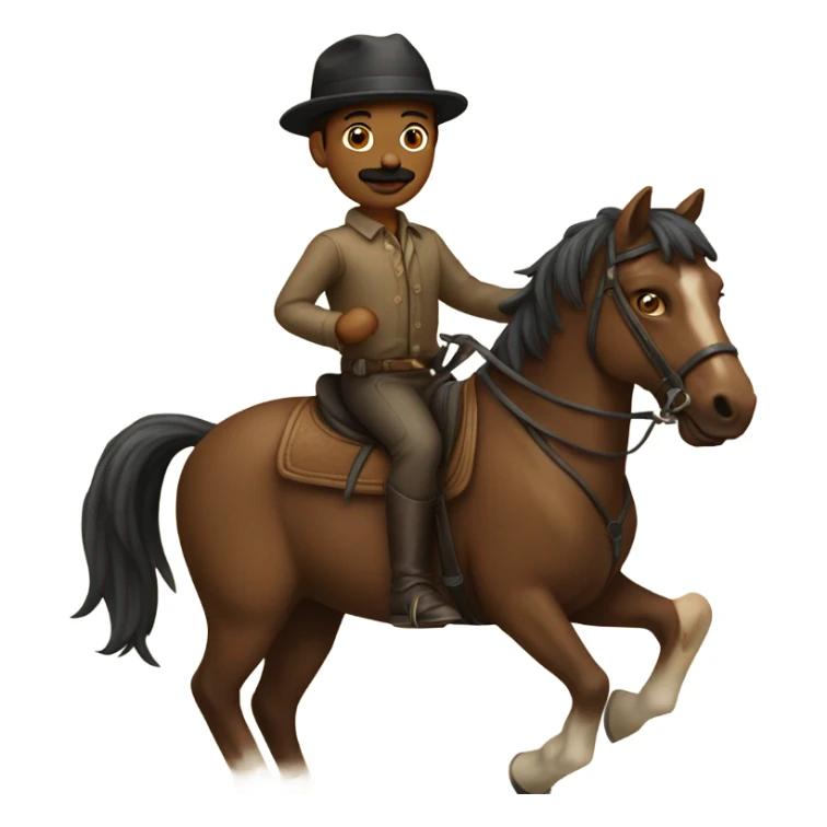 Dirty brown mustache boy on a horse sticker