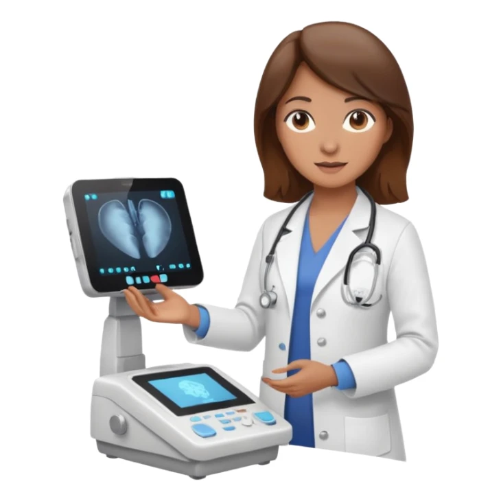 brown haired female doctor working an ultrasound machine sticker