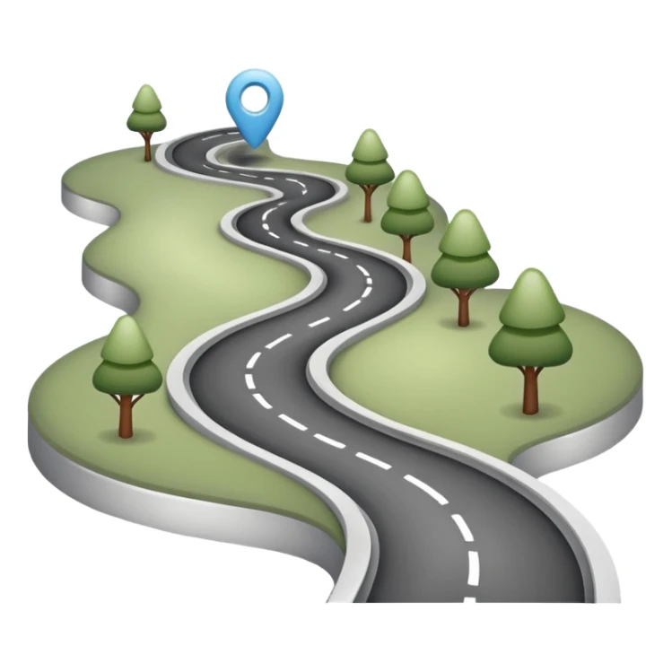 Clean roadmap icon emoji with curved path and milestones, modern corporate style sticker