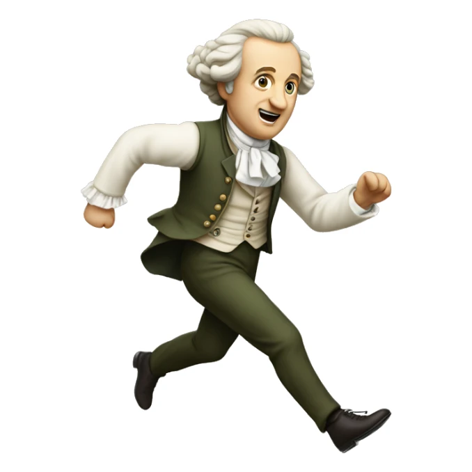 Goethe running, with a large stride and arms outstretched sticker