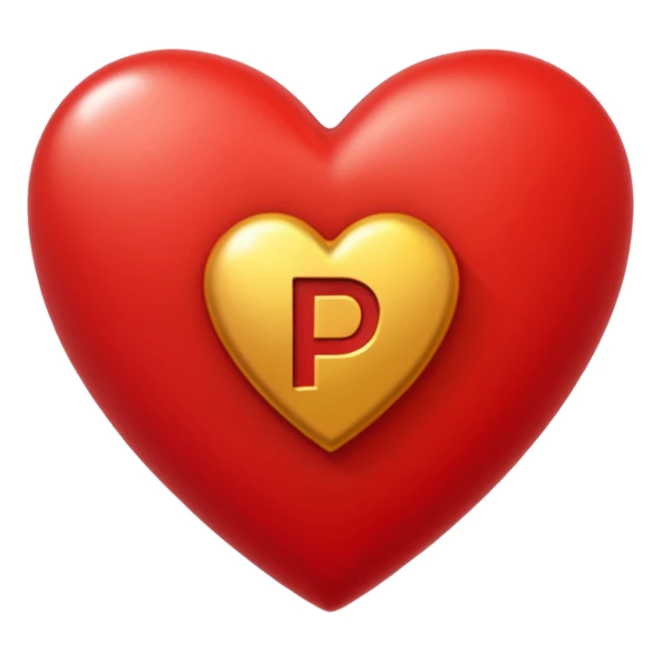 Un corazón y una letra P en el medio  sticker