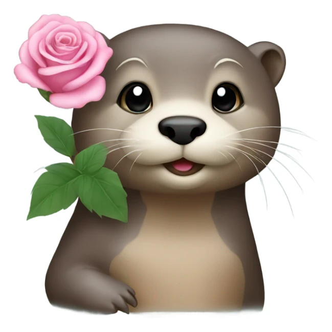 an otter with rose of sharon sticker