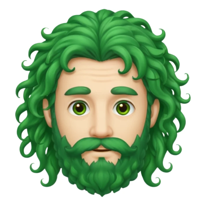 green long curly hair and beard man sticker
