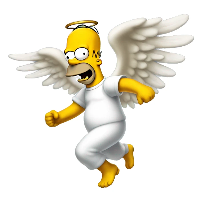 Homer Simpson flying away as an angel sticker
