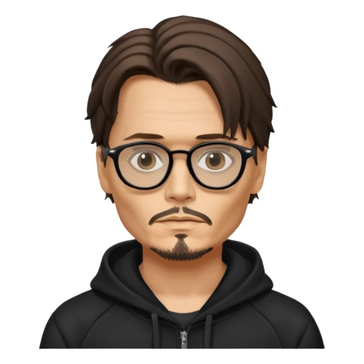 glassed johnyy depp with black hoodie sticker