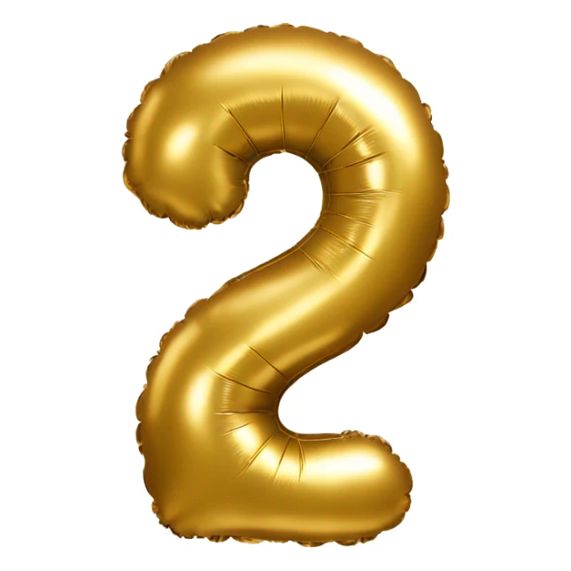 Golden baloon in the shape of number 2 sticker