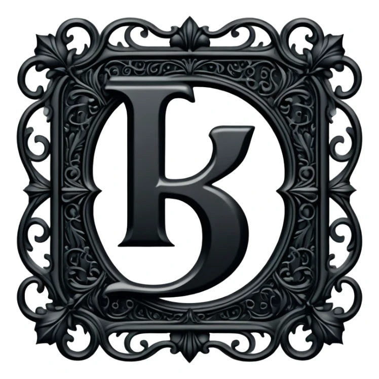 Black gothic vintage, letter “F” of the alphabet sticker