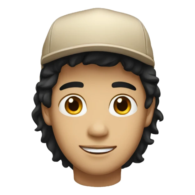 "Young man, white with black hair, wearing a beige cap." sticker