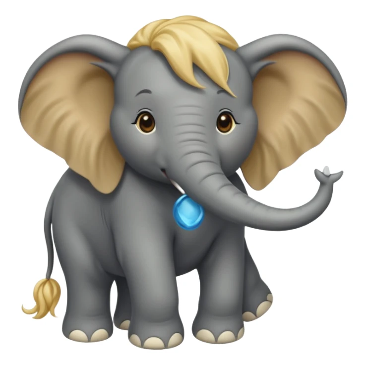 elephant with long blonde hair sticker