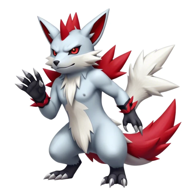 Edgy Cool Beautiful Zangoose-Guilmon-Zoroark, full body sticker