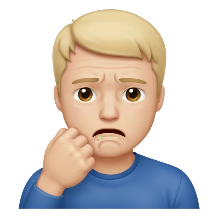 Crying man with his fist holding to his mouth sticker