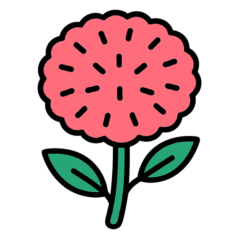 pink powderpuff icon with color outline sticker