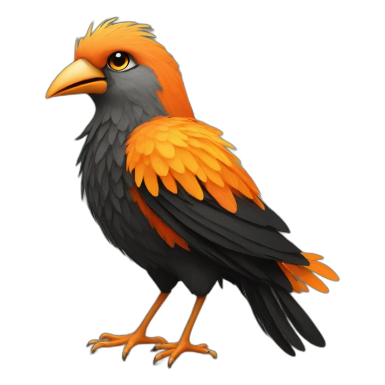 anthropomorphic bird with orange and black feathers sticker