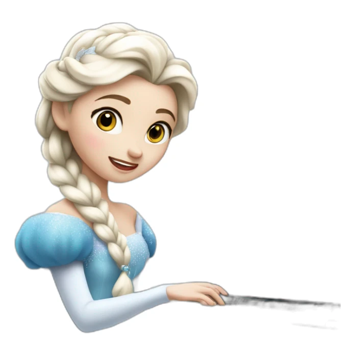 The Snow queen is playing on the white piano sticker