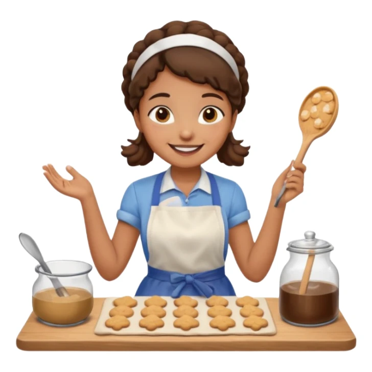 light brown skinned girl making cookies sticker