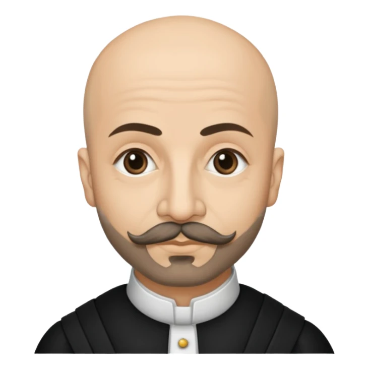 a hand drawn black outline portrait of philosopher Montaigne with similar-sized eyes based a famous portrait of him sticker