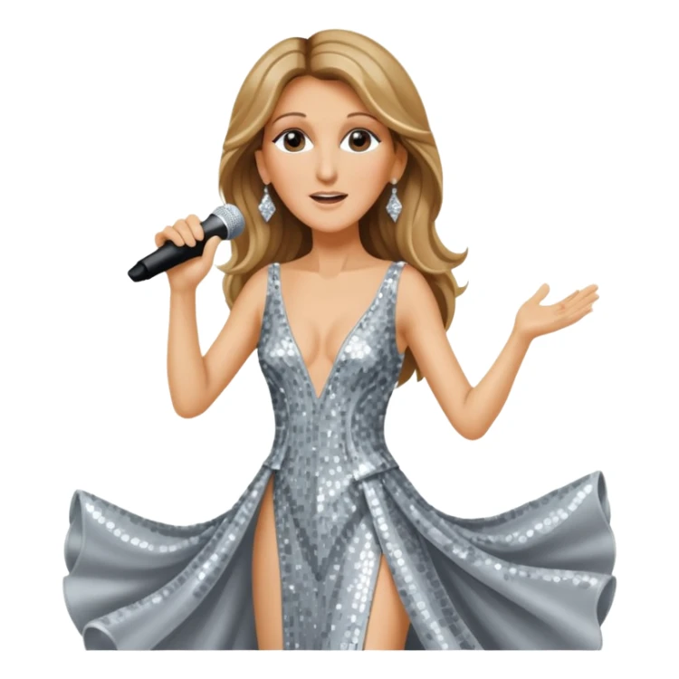 celin dion is singing with mirco and twinkle dresss sticker
