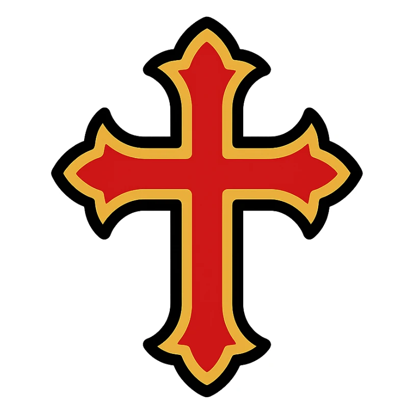 gothic cross icon with color outline, sized for 50x50 pixels sticker