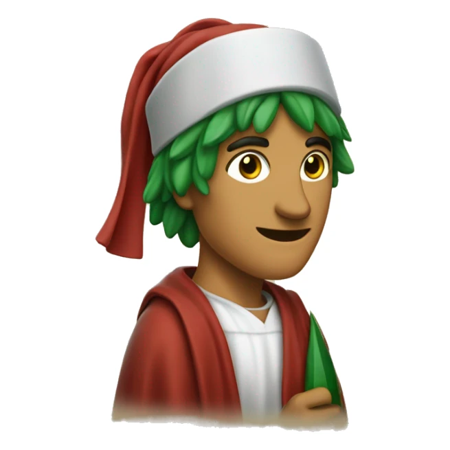 Dante Alighieri with a green laurel wreath on his head and holding a scroll in his hand sticker