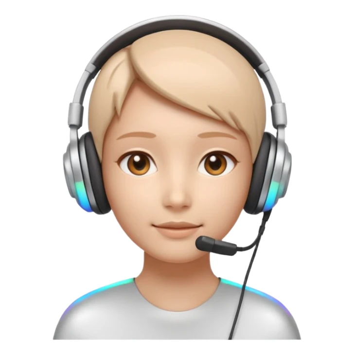 AI Call Agent holo-human-like Cyber AI face, warm, calm and friendly. Holographic look.Soft AI face with a listening, welcoming expression, minimal facial lines, calm eyes. Light headset. Super minimalistic.  sticker