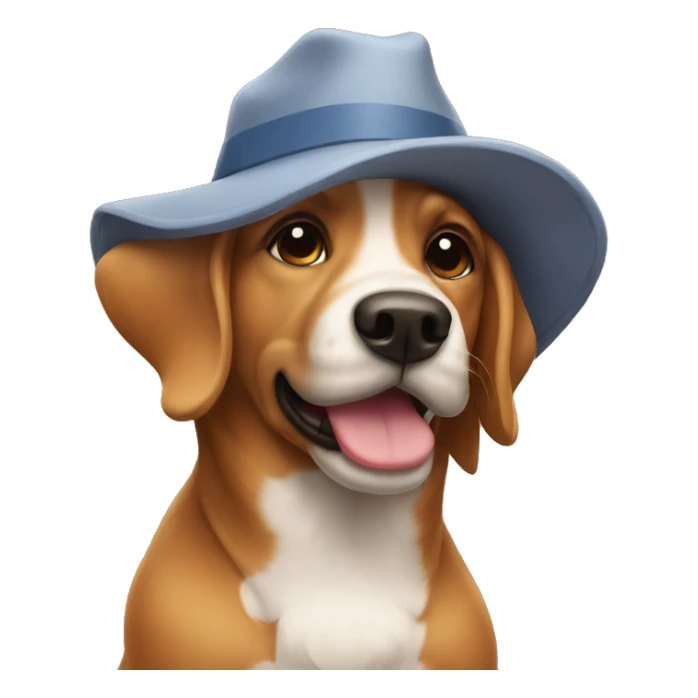 Dog in the park with a hat sticker