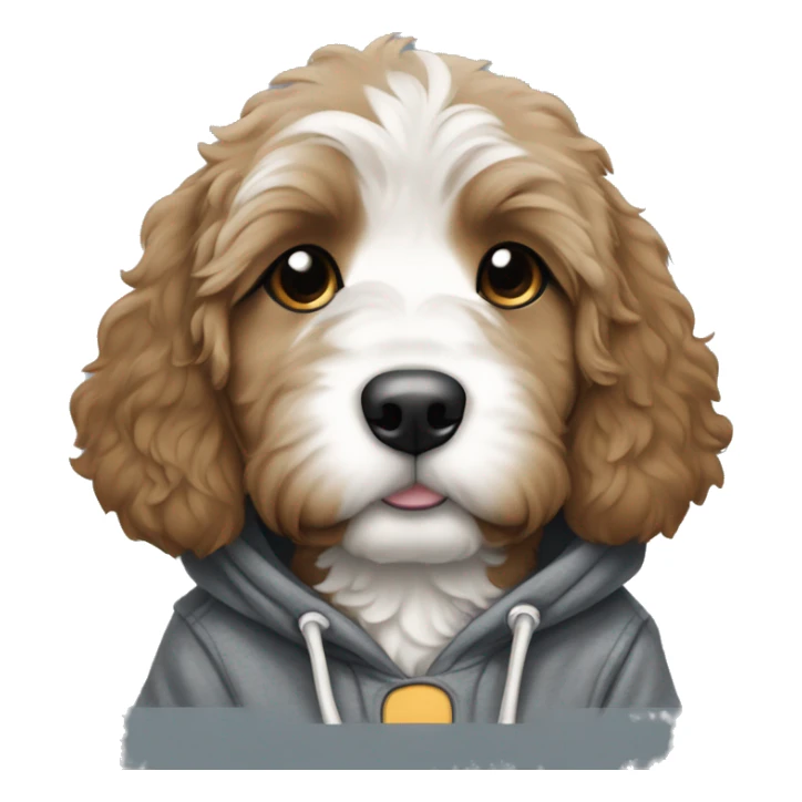 Bernedoodle puppy in a hoodie sticker