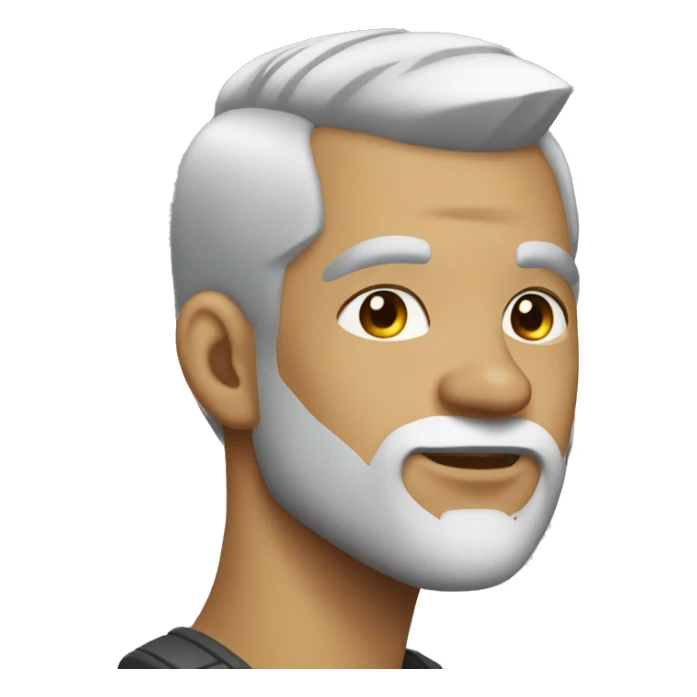 man with shaved hair sides with gray mohawk and white beard, stud earrings sticker