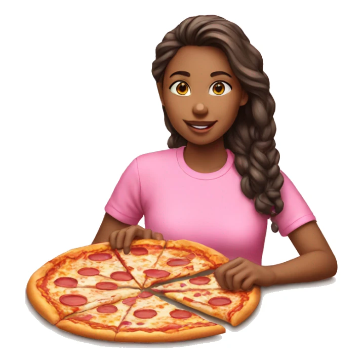  girl eating pizza pink shirt  sticker