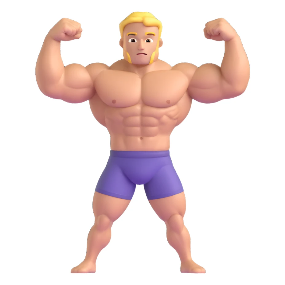 muscular shirtless character flexing sticker