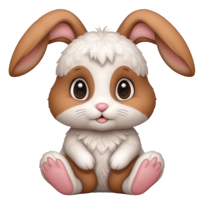 a cozy sitting cute white and brown bunny with big cute eyes  sticker
