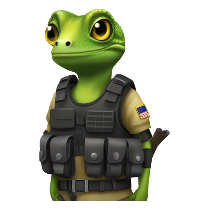 a gecko as an SAS member with a bulletproof vest  sticker