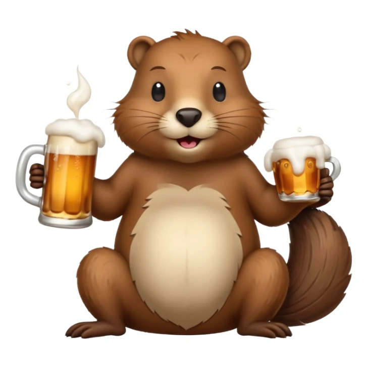 A relaxed beaver leaning back with a foamy beer mug sticker