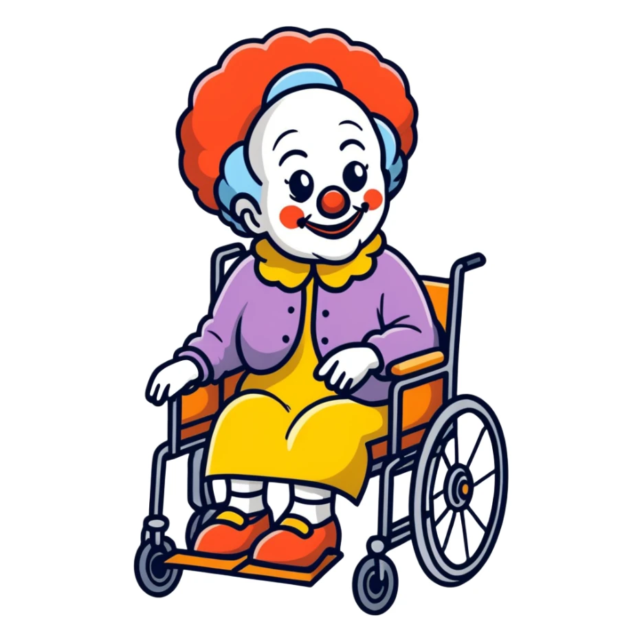 Old lady clownin wheelchair sticker