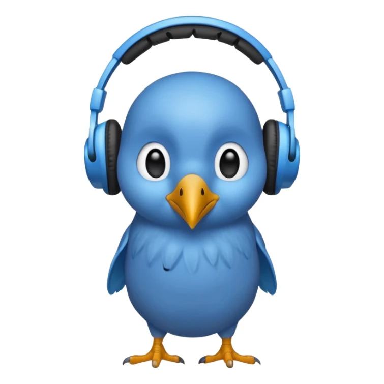 blue kiwi bird ai agent with headphone sticker