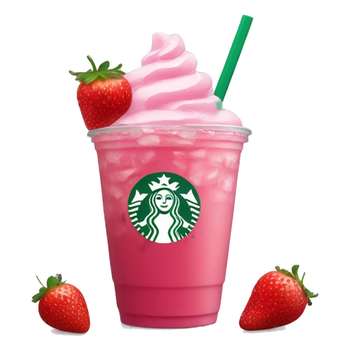 Starbucks pink drink with strawberries and ice sticker