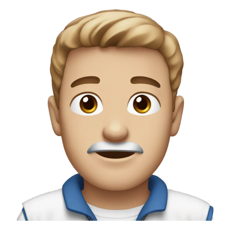 A 16 old boy with brown hais and blue grey eyes. With  white tshirt sticker