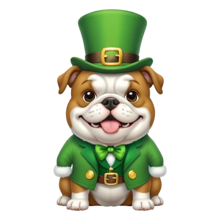 Bulldog in leprechaun outfit sticker