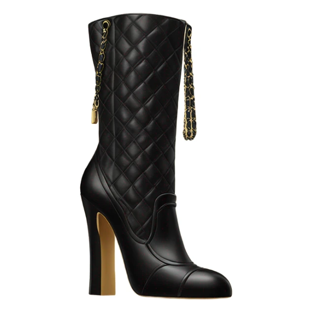 High heeled boots in a chanel bag sticker