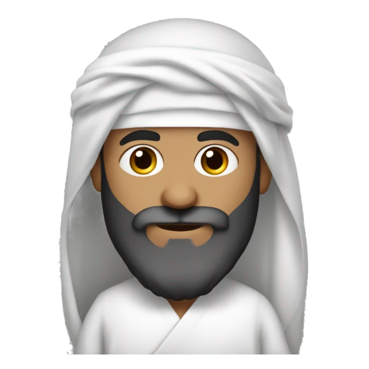 front view of one bearded muslim man in a white thobe and a shemagh. sticker
