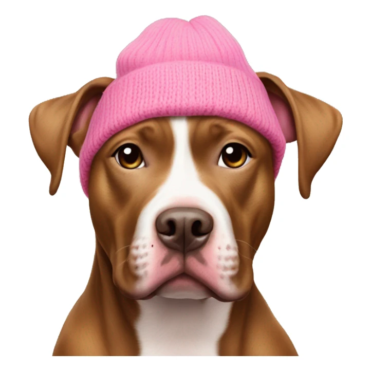 brown pit bull wearing pink beanie sticker