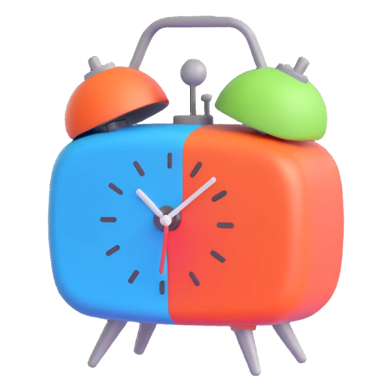 alarm principal color: #7f0fdb and #fe6601 sticker