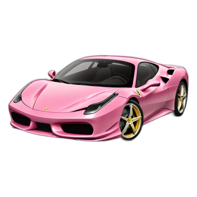 Ferrari de couleur rose avec des ronds jaunes sticker