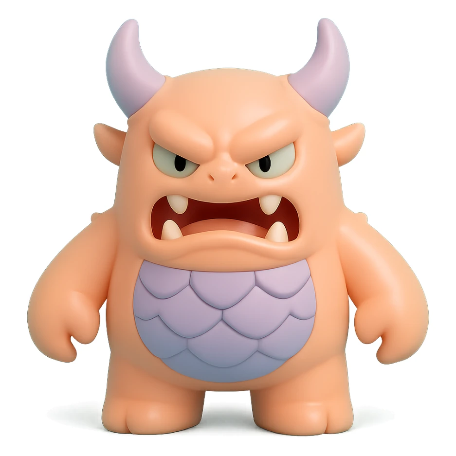 scary monster with horns, armored scales, fierce expression sticker