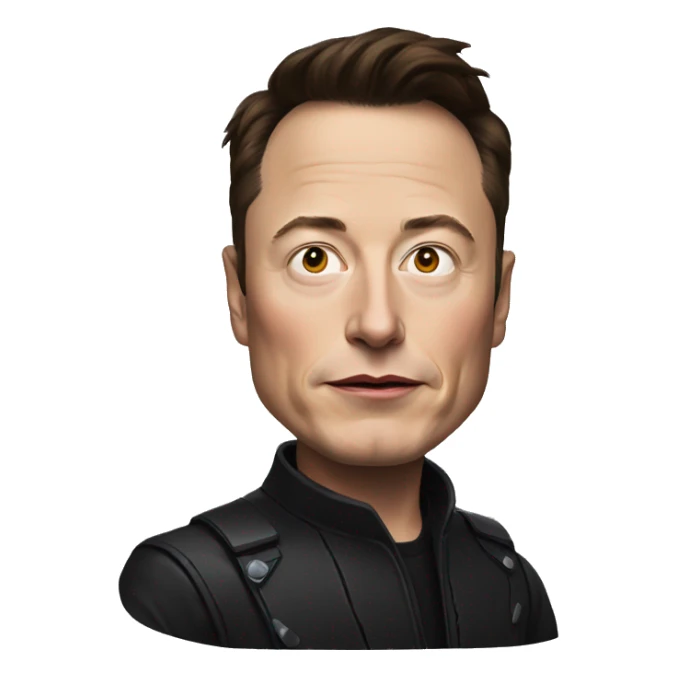 Elon Musk with dark overall war paint sticker