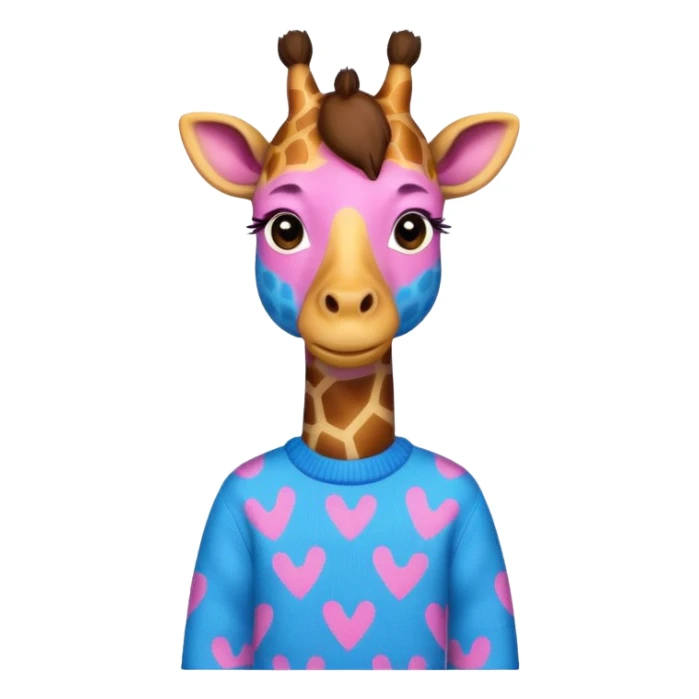 giraffe wearing blue and pink sweater sticker