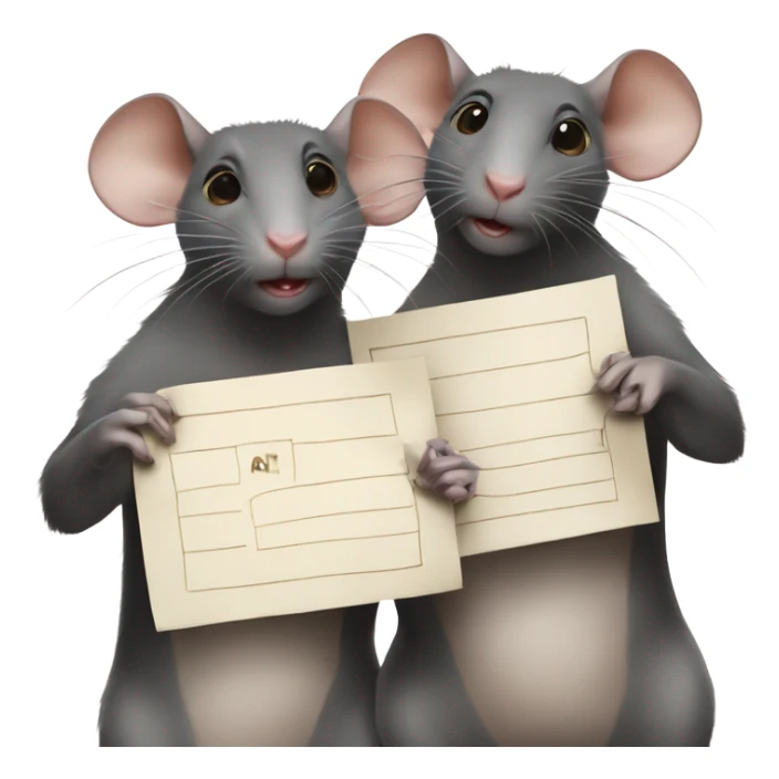Two rats are holding a poster with the inscription "ALINGHT" sticker